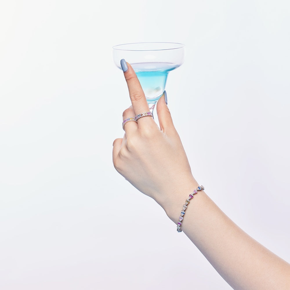 Pastel Colour Baguette CZ Band Ring