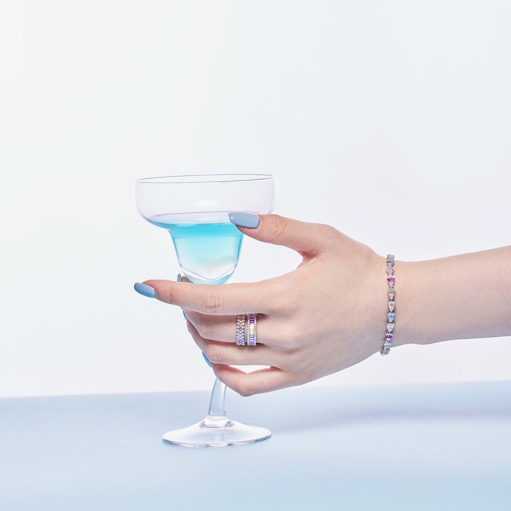 Pastel Colour Baguette CZ Band Ring