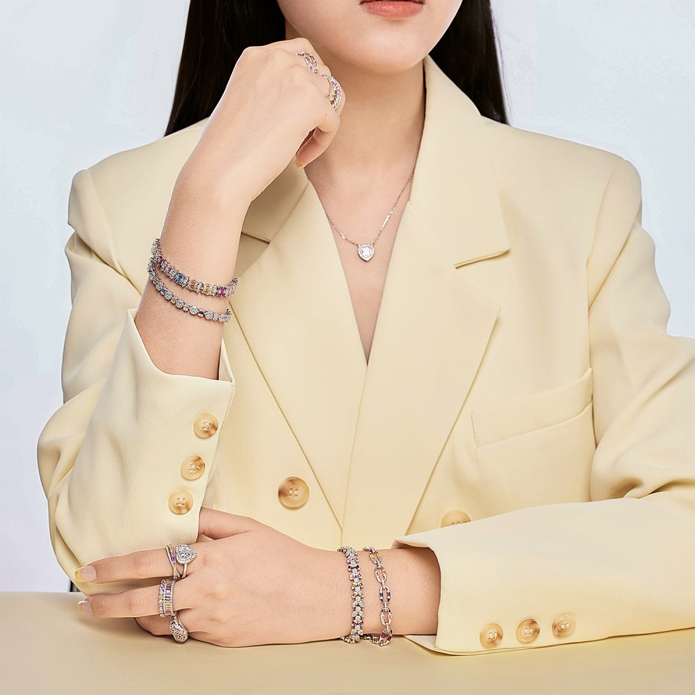 Pastel Colour Baguette CZ Band Ring