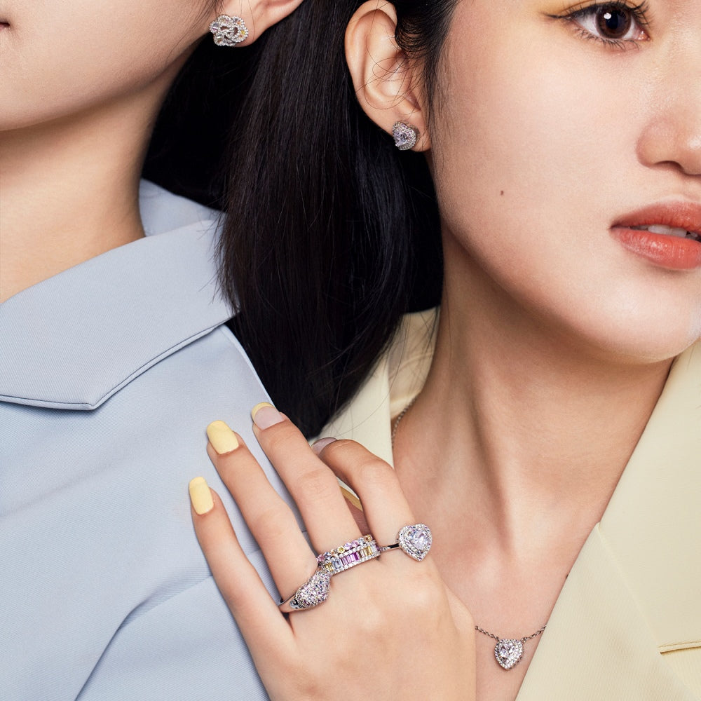 Pastel Colour Baguette CZ Band Ring
