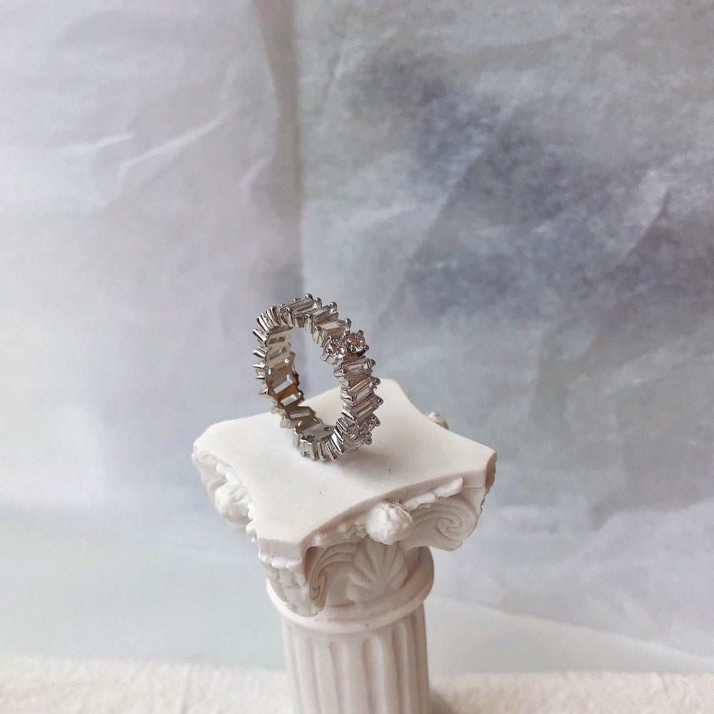 Baguette Cut and round CZ eternity ring