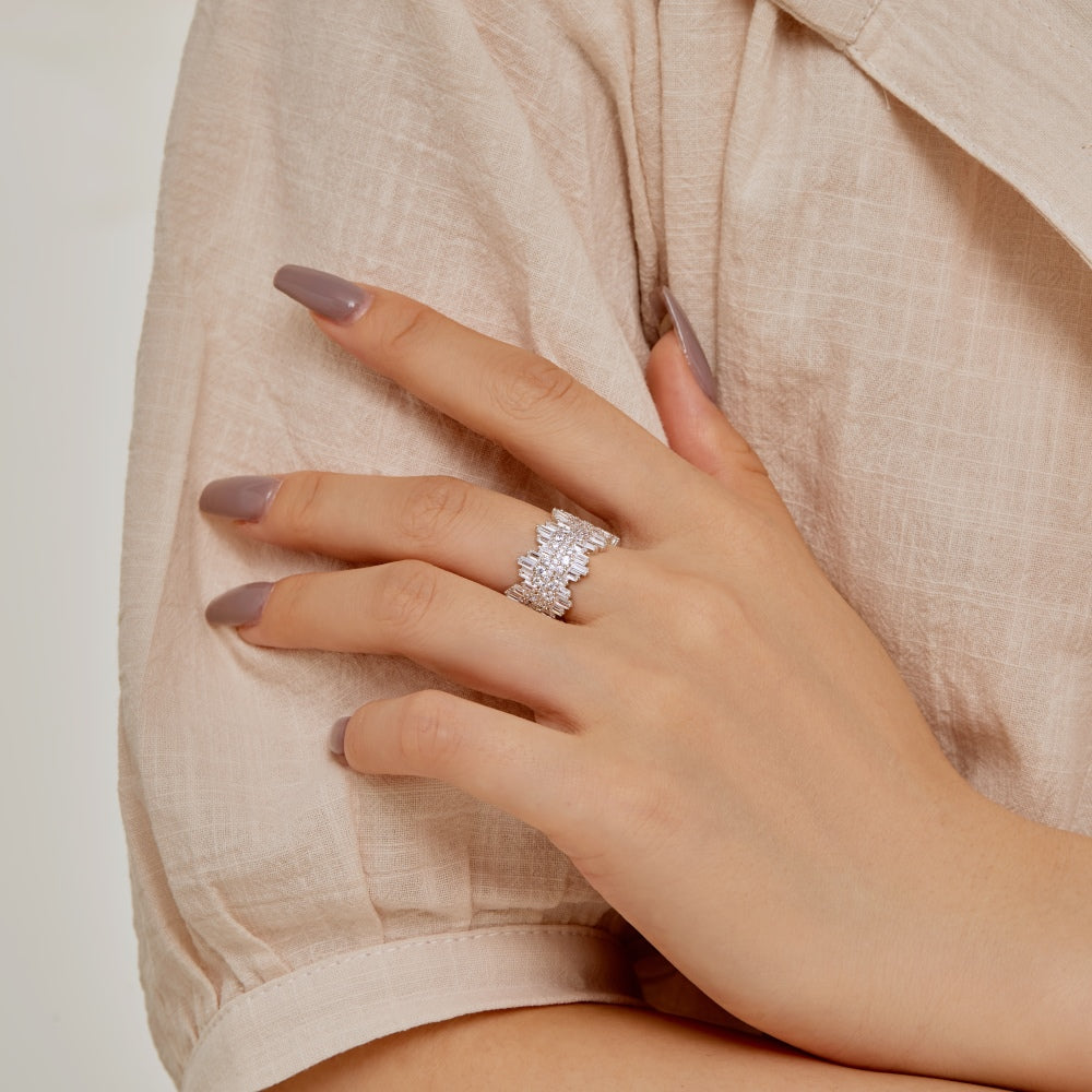 Clear CZ Icicle Band Ring