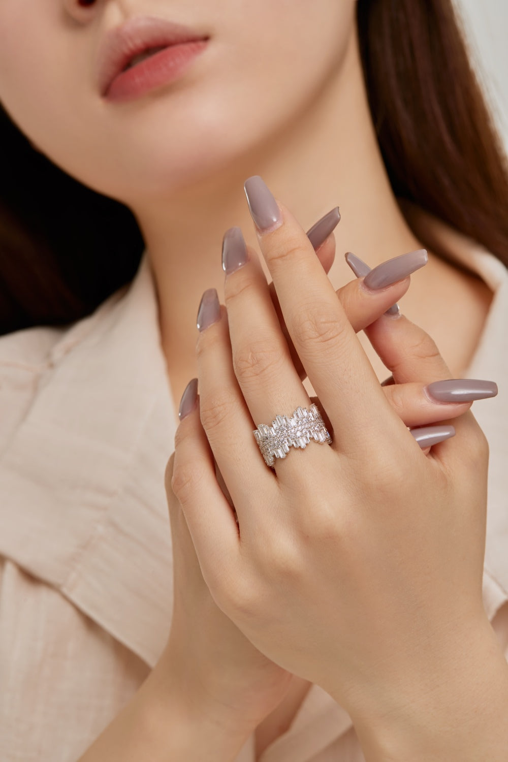 Clear CZ Icicle Band Ring