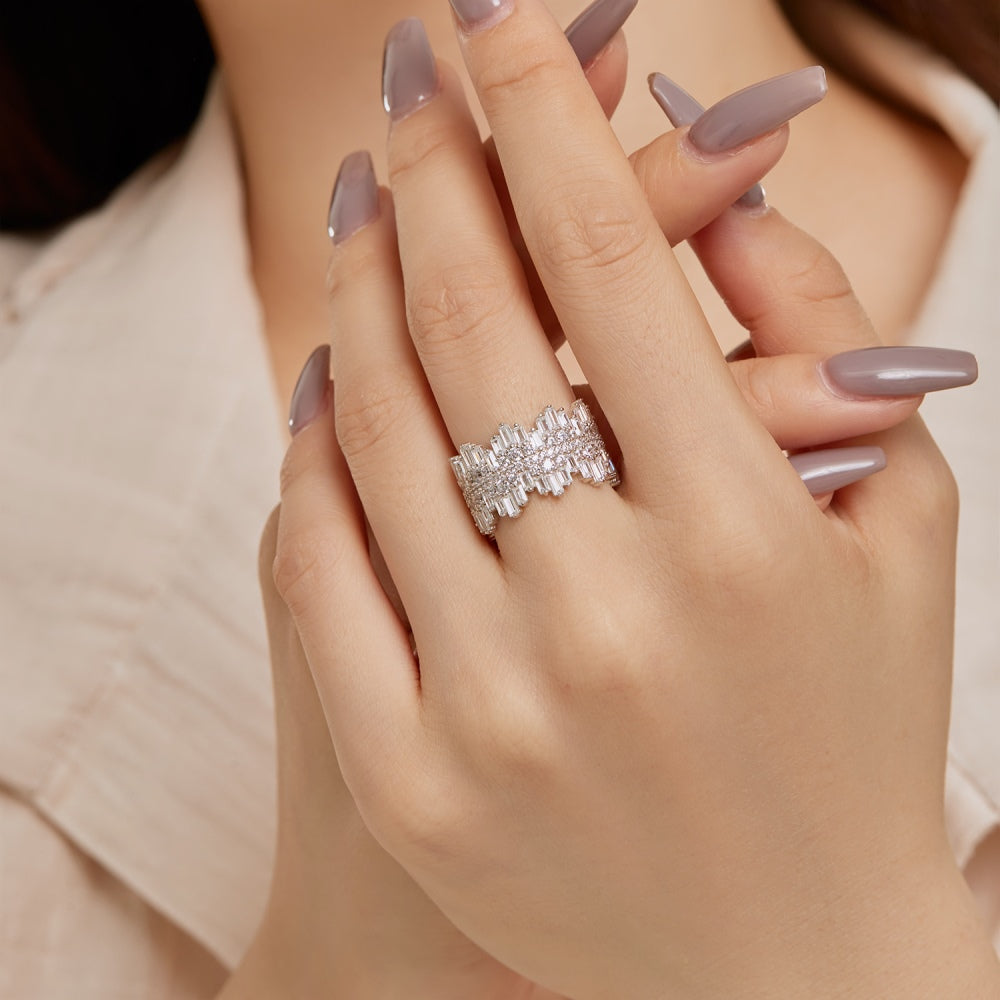 Clear CZ Icicle Band Ring