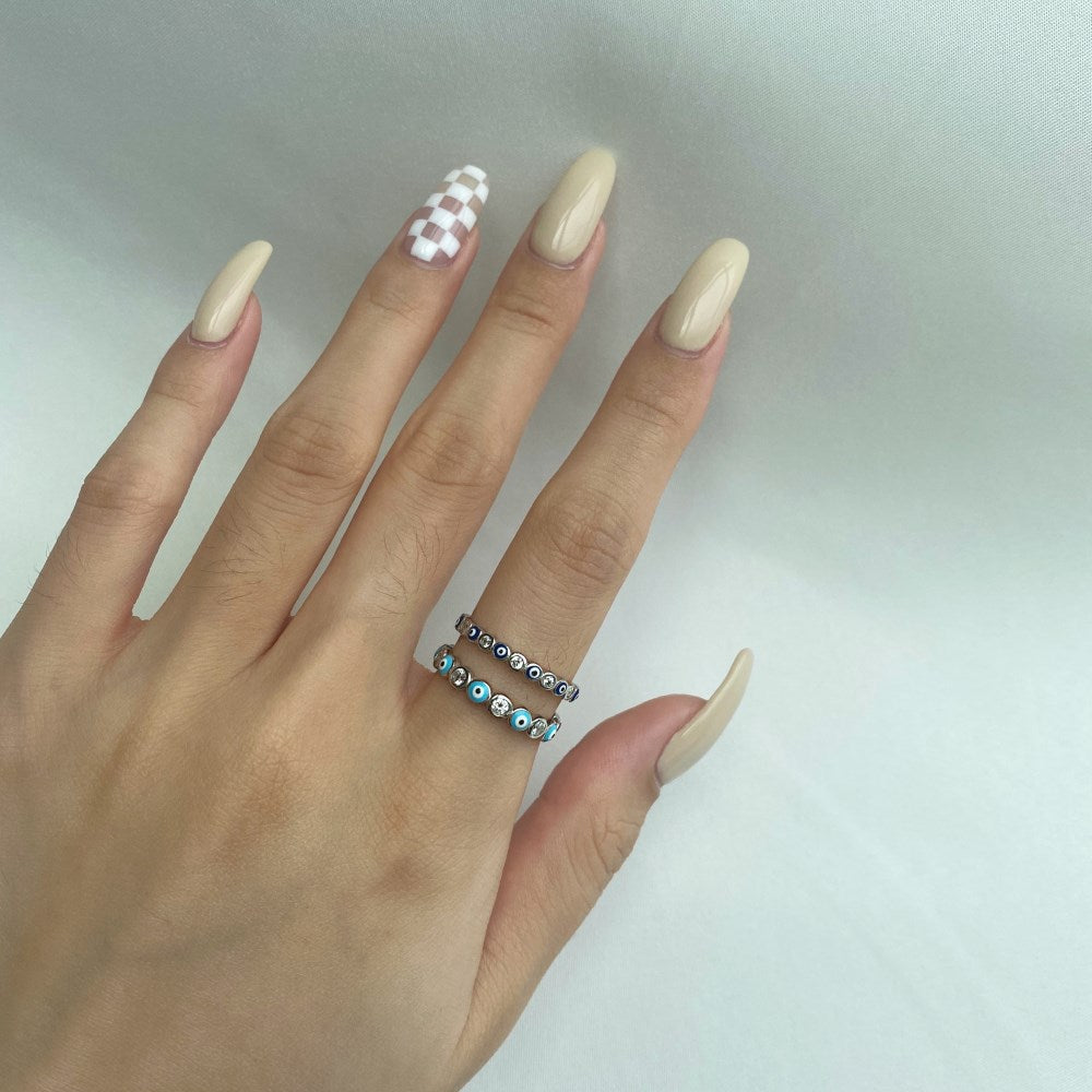 Clear CZ and Evil Eye Ring