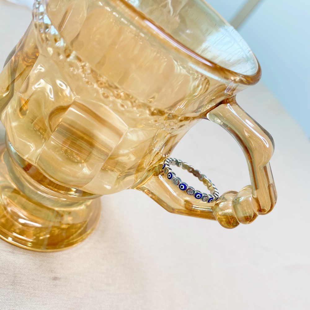 Clear CZ and Evil Eye Ring