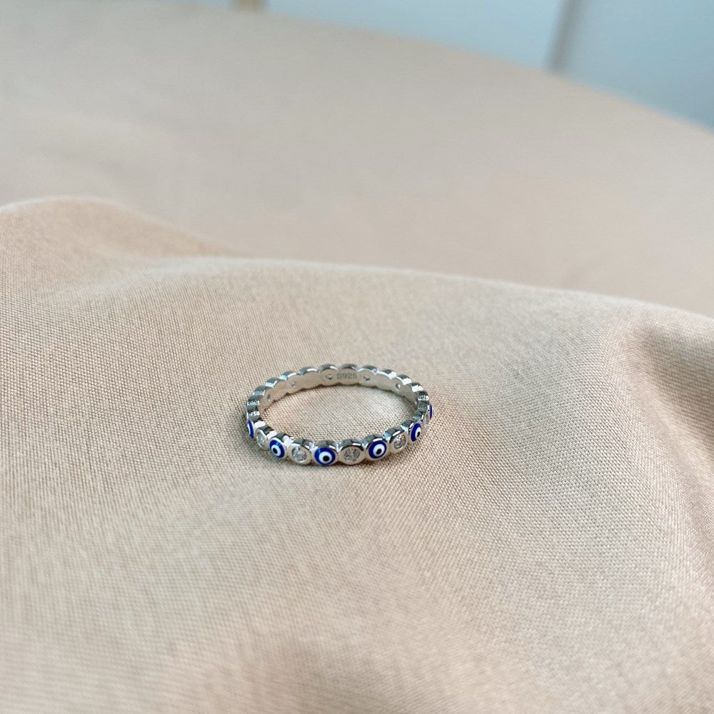 Clear CZ and Evil Eye Ring