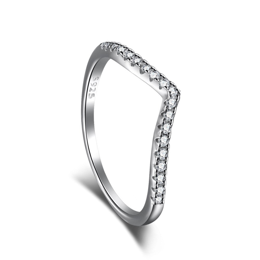 CZ Sparkling Wishbone Ring
