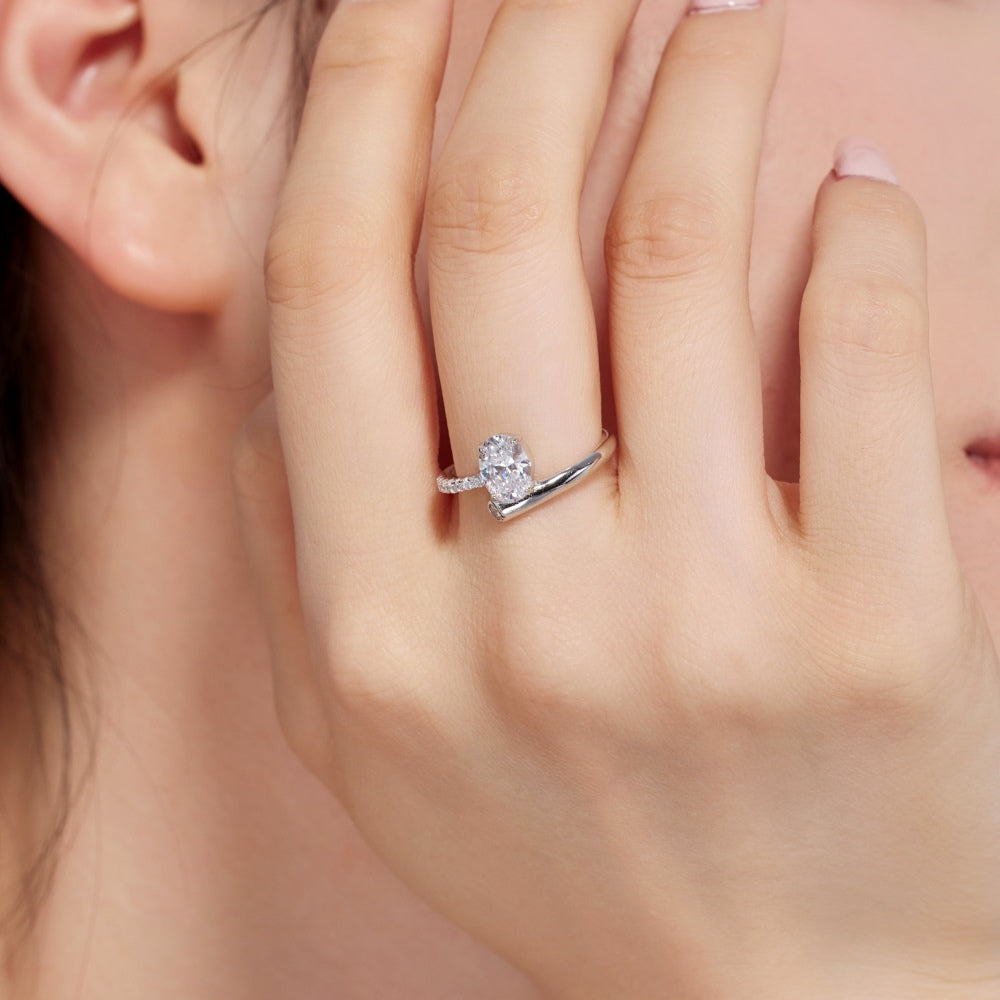 Clear CZ Oval Solitaire Ring