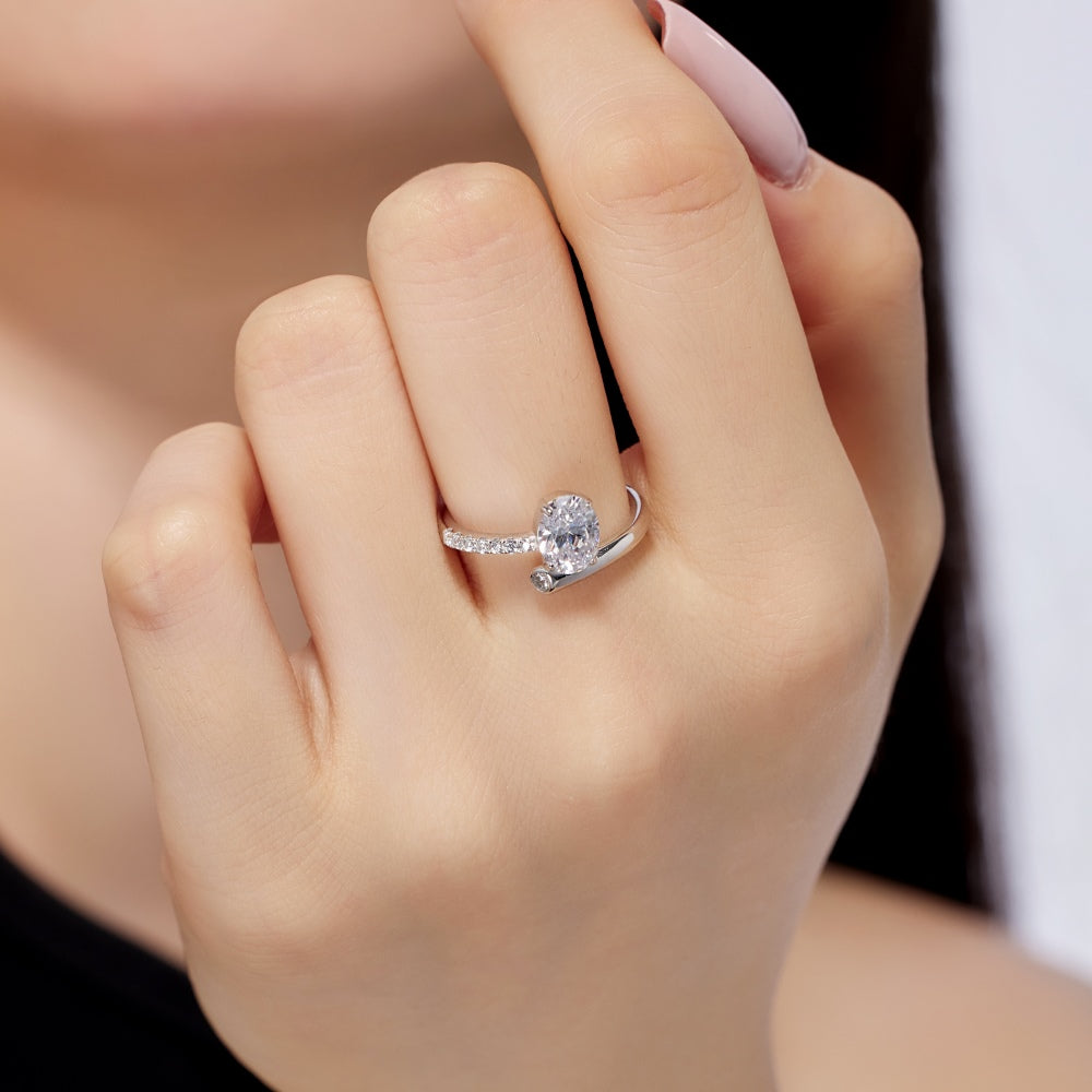 Clear CZ Oval Solitaire Ring