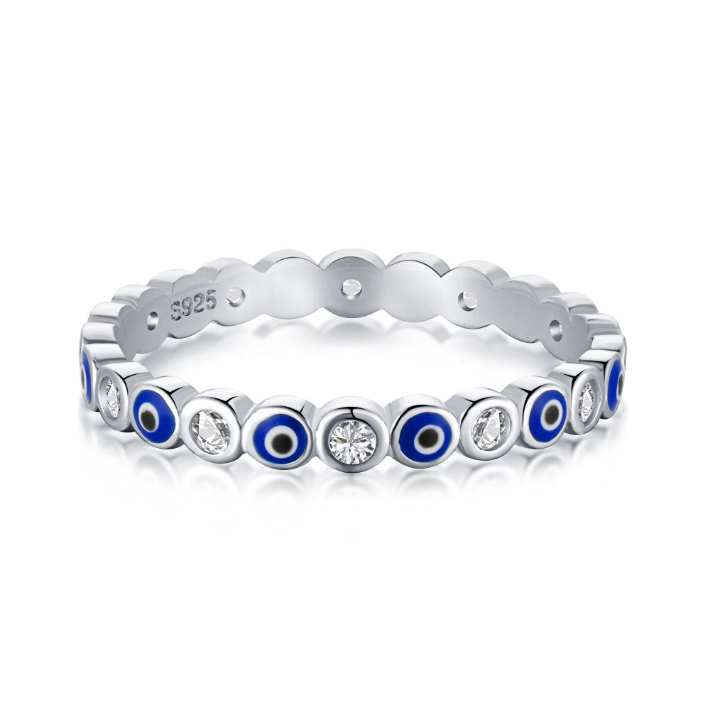 Clear CZ and Evil Eye Ring