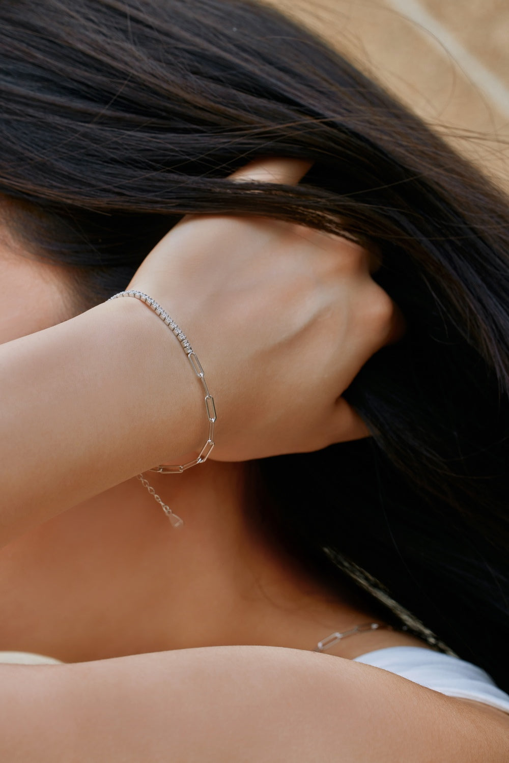 Tennis and Paperclip Chain Bracelet