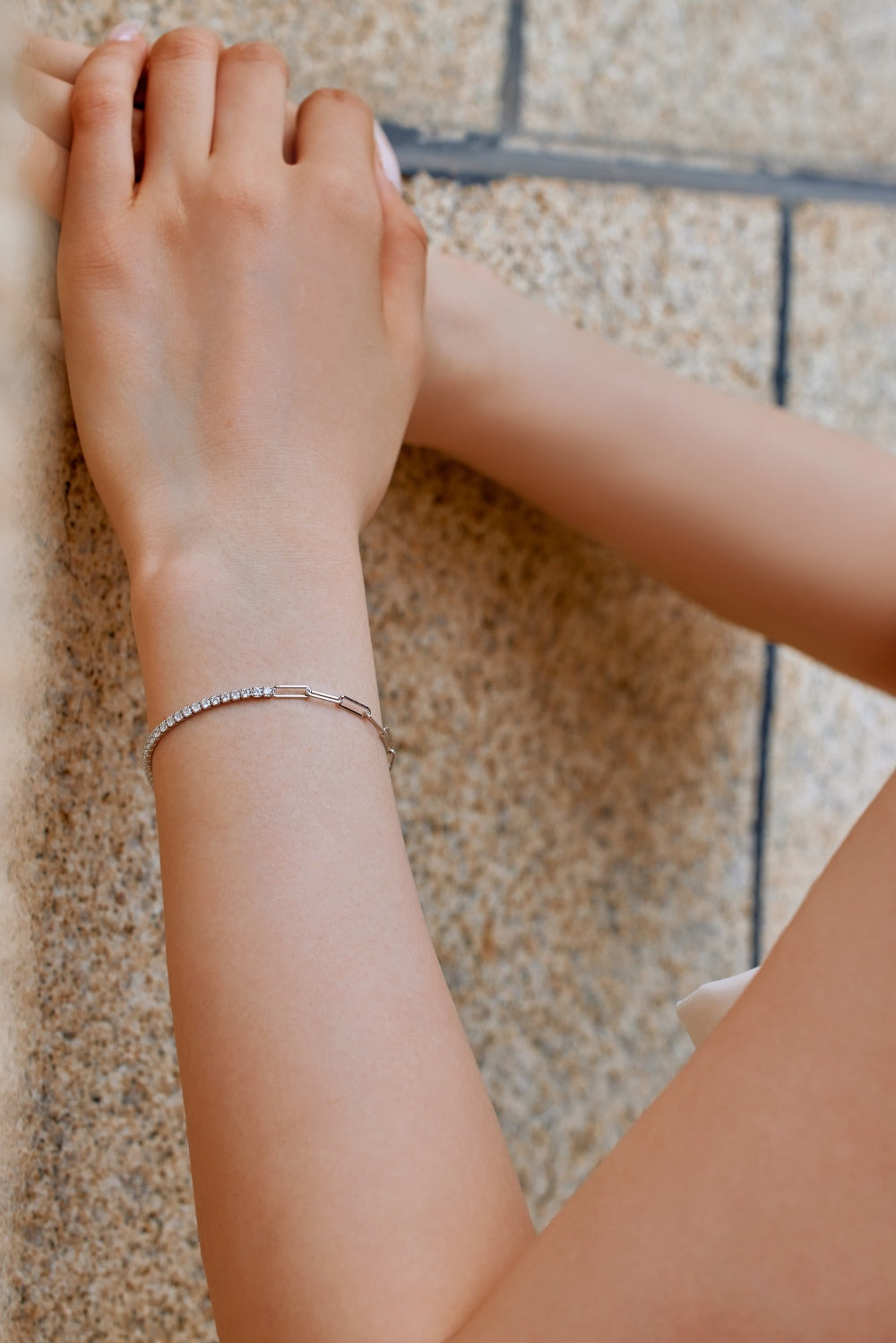 Tennis and Paperclip Chain Bracelet