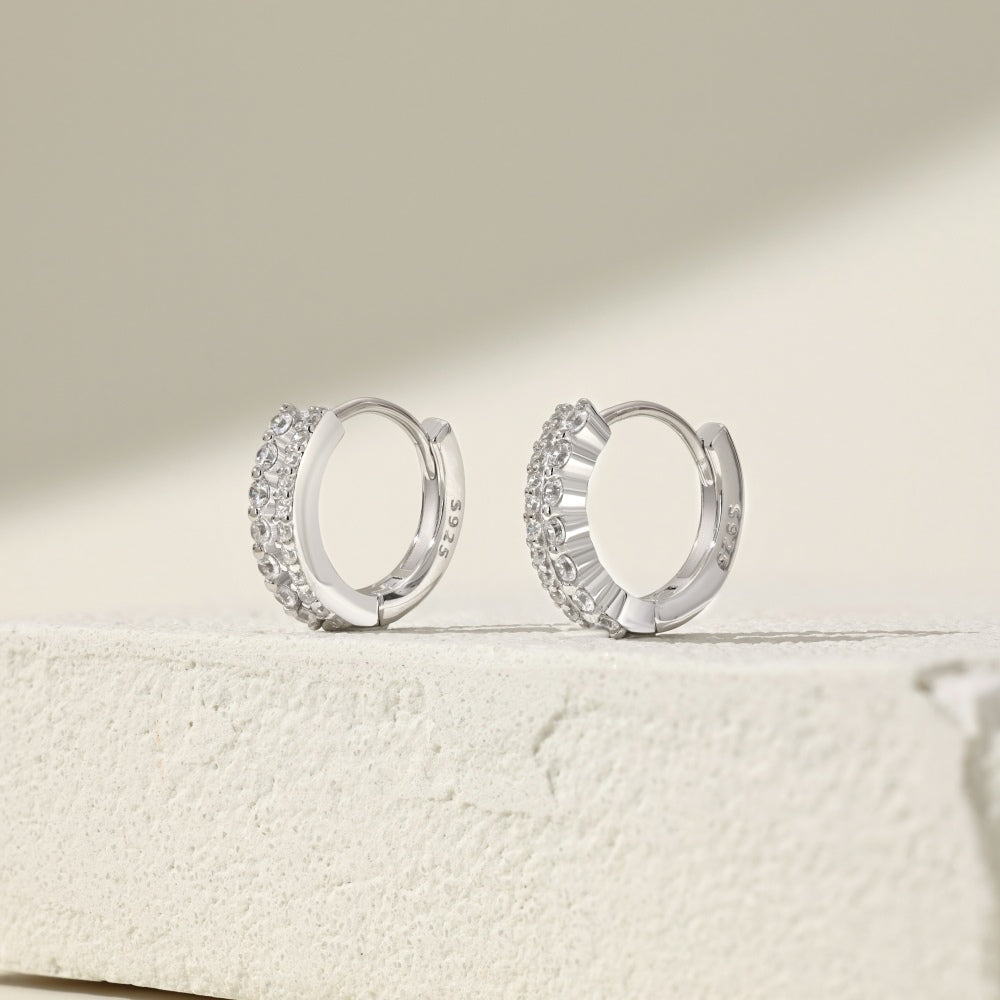 Double CZ Hoop Earrings