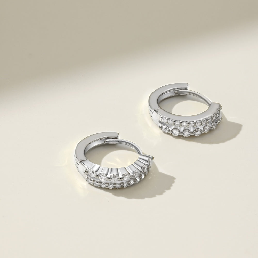 Double CZ Hoop Earrings