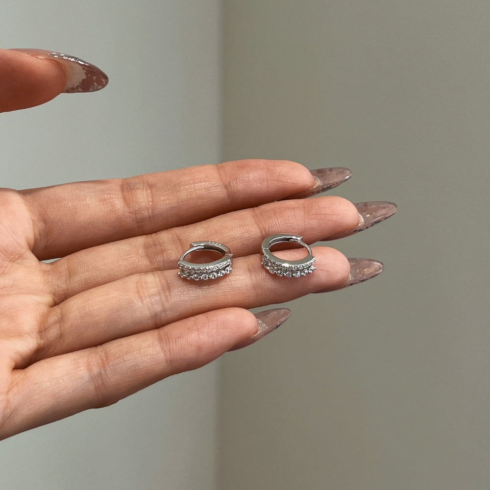 Double CZ Hoop Earrings