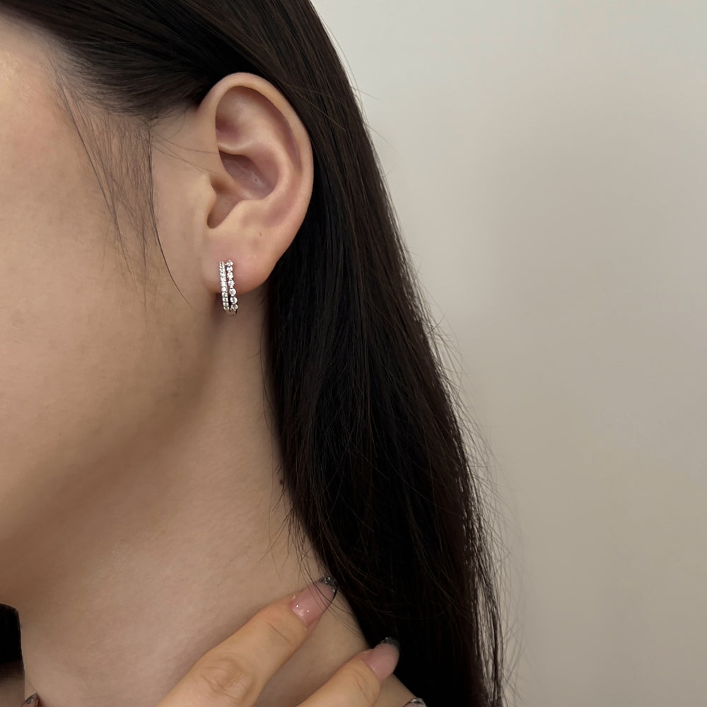 Double CZ Hoop Earrings