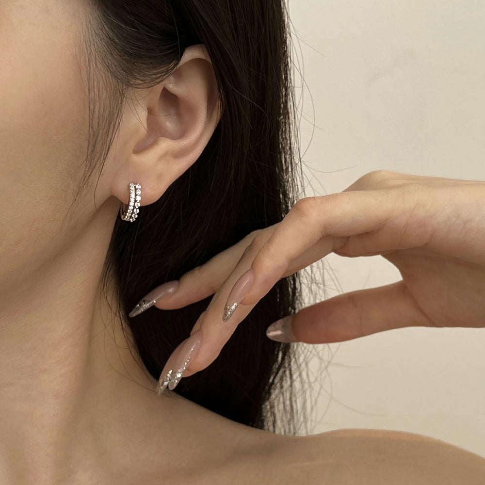 Double CZ Hoop Earrings
