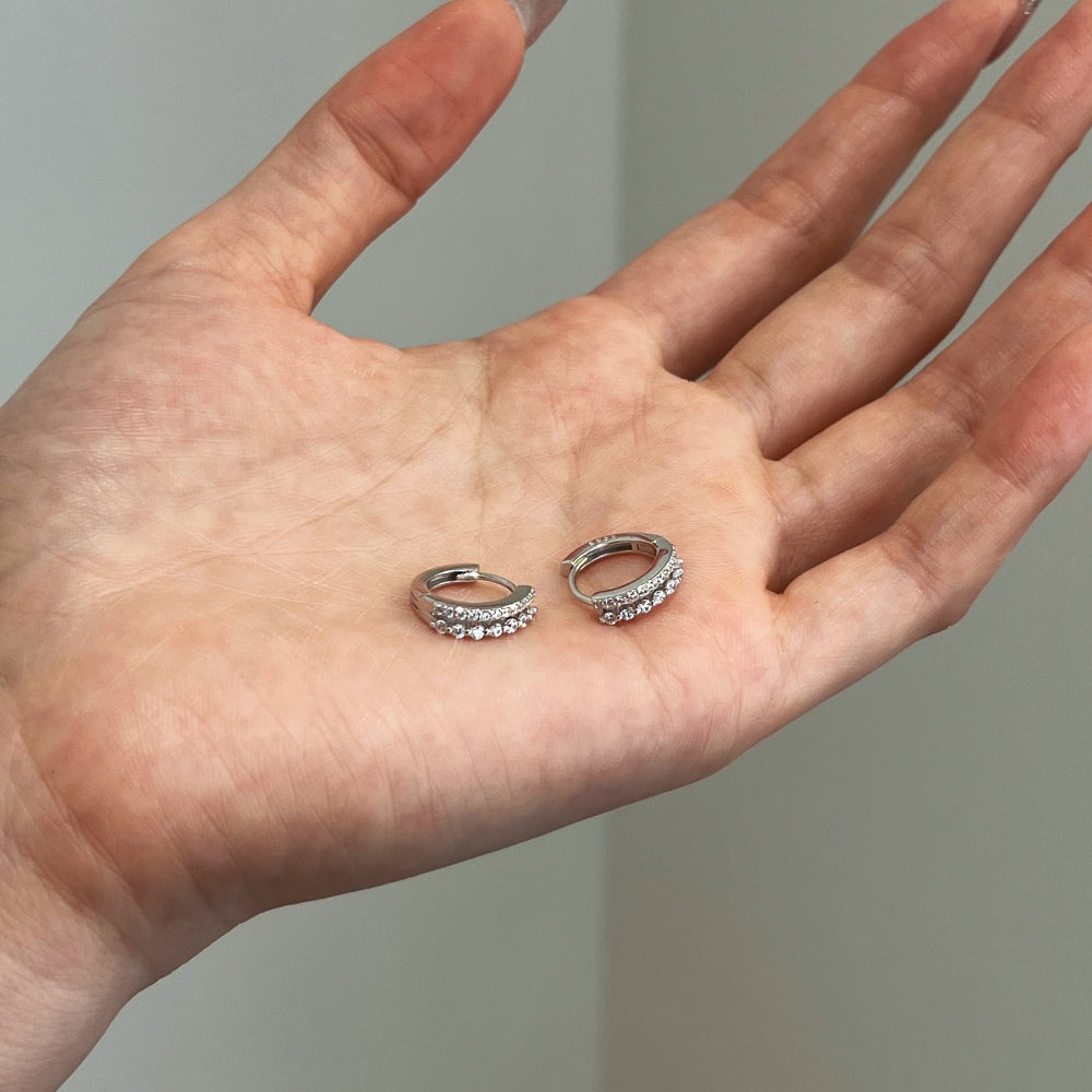 Double CZ Hoop Earrings