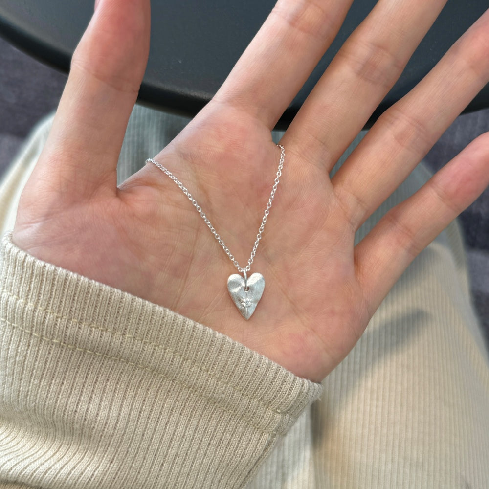 Brushed Heart Pendant Necklace