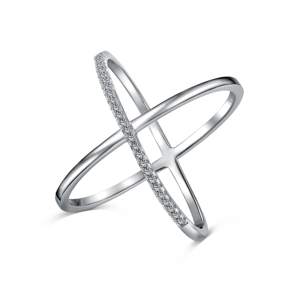 Clear CZ X Cross Over Ring