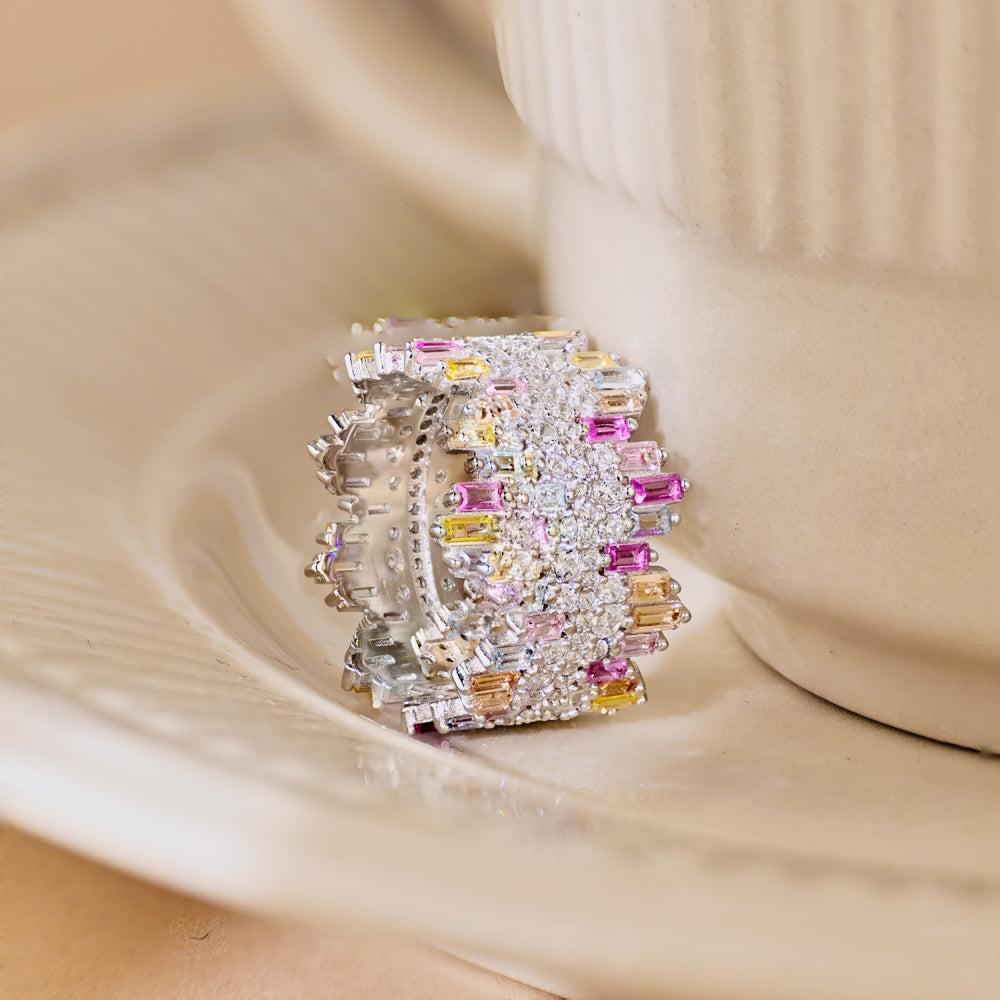 Pastel Colour CZ Icicle Band Ring