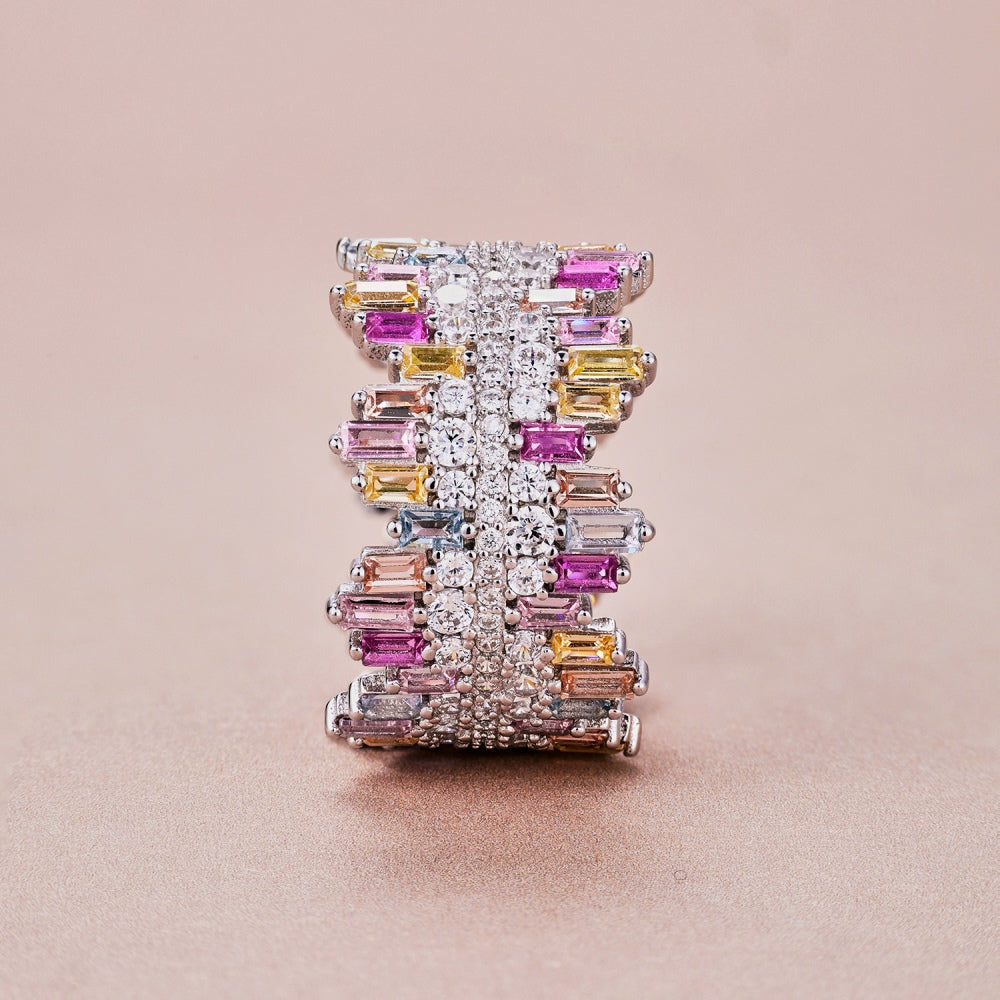 Pastel Colour CZ Icicle Band Ring