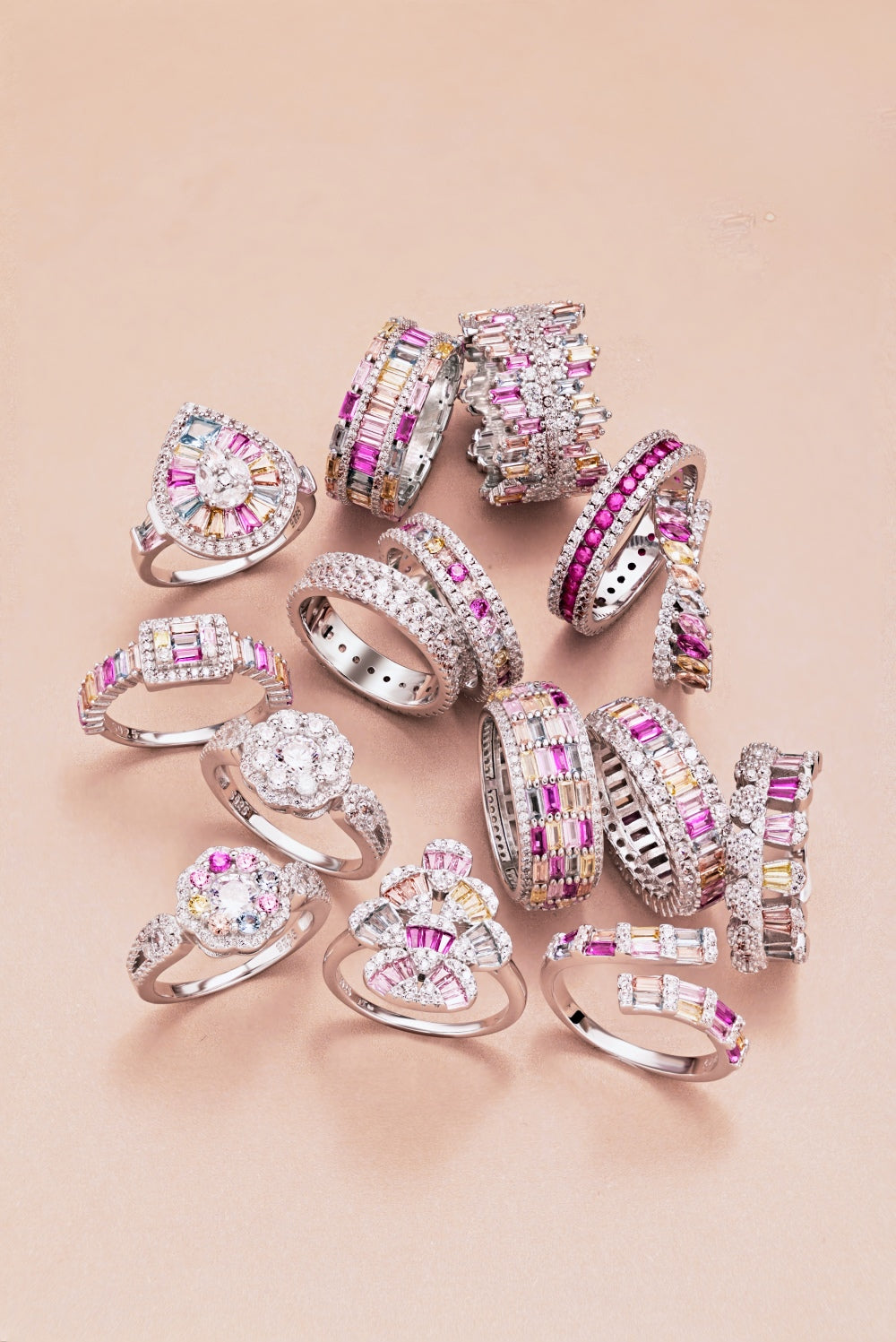 Pastel Colour CZ Icicle Band Ring