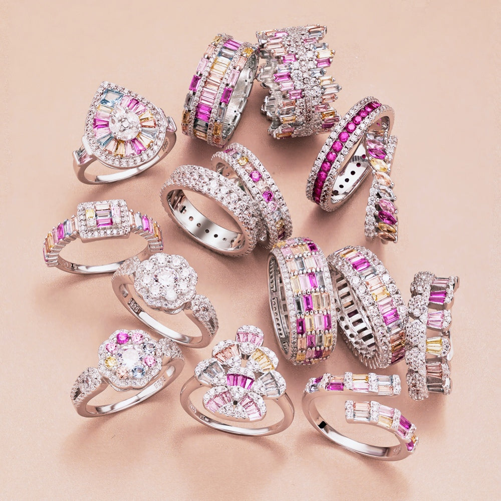 Pastel Colour CZ Icicle Band Ring
