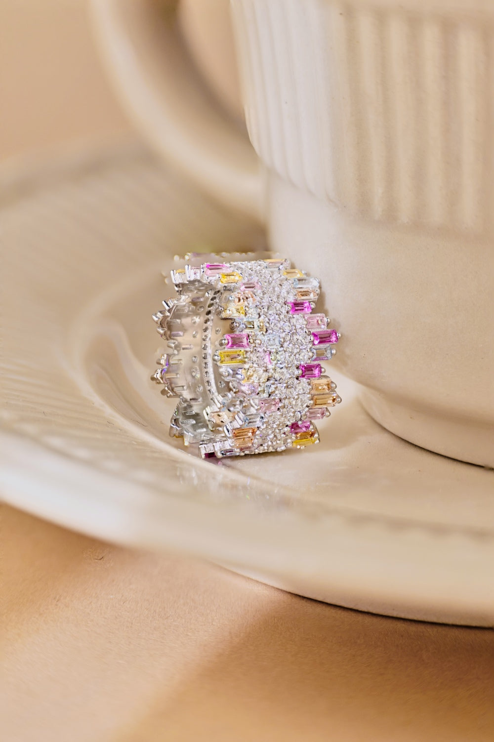 Pastel Colour CZ Icicle Band Ring