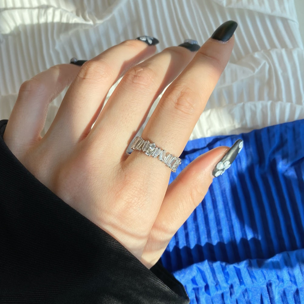 Baguette Cut and round CZ eternity ring