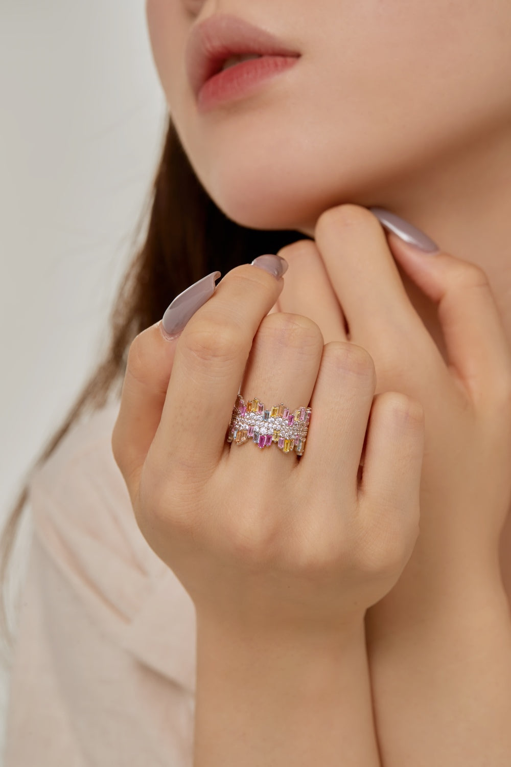 Pastel Colour CZ Icicle Band Ring