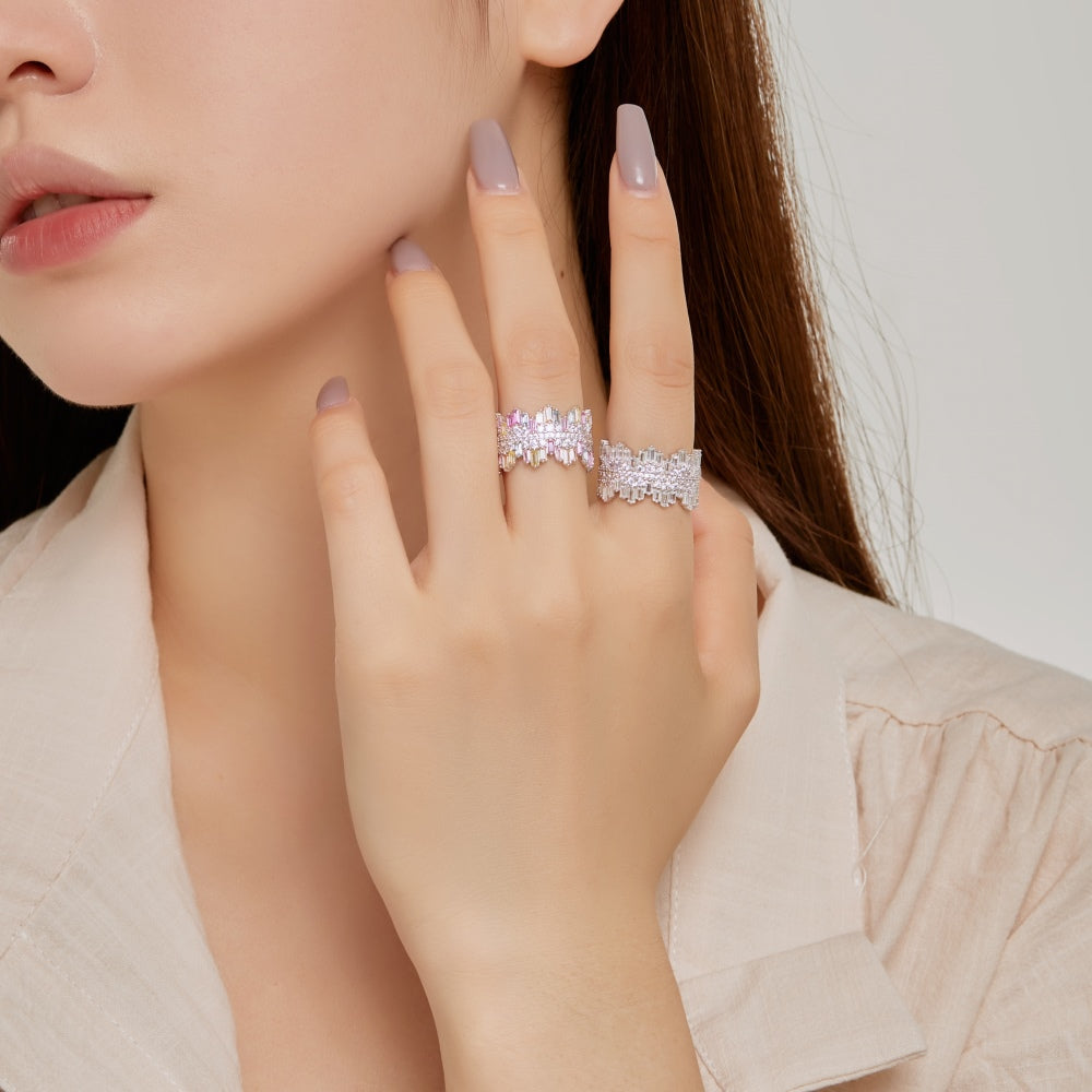 Pastel Colour CZ Icicle Band Ring