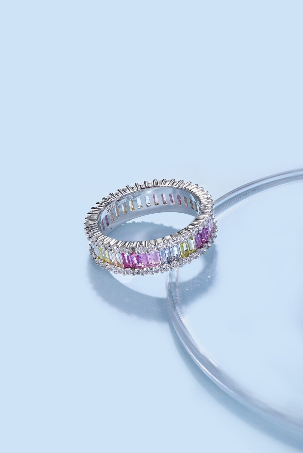 Pastel Colour Baguette CZ Band Ring