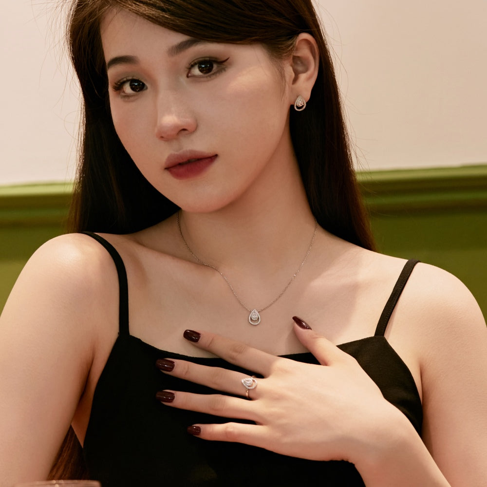 CZ Teardrop Halo Ring