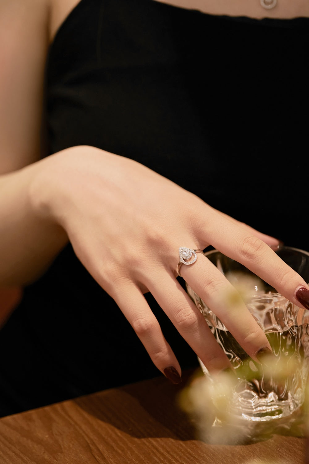 CZ Teardrop Halo Ring