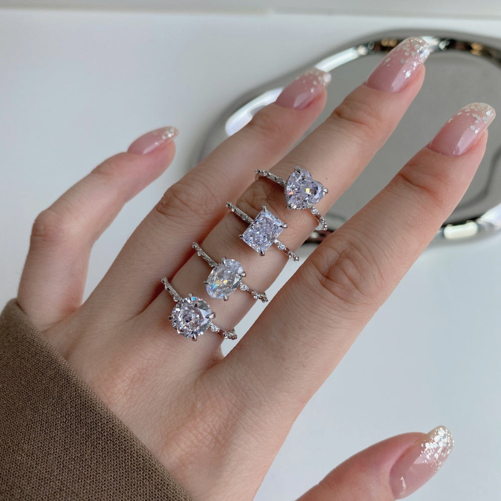 CZ Shimmering Rectangle Ring