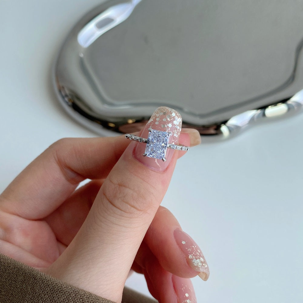 CZ Shimmering Rectangle Ring