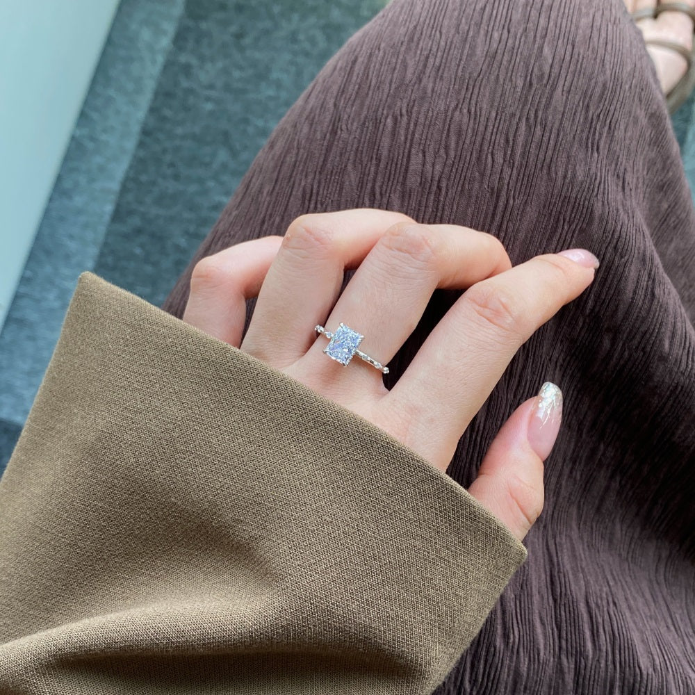 CZ Shimmering Rectangle Ring