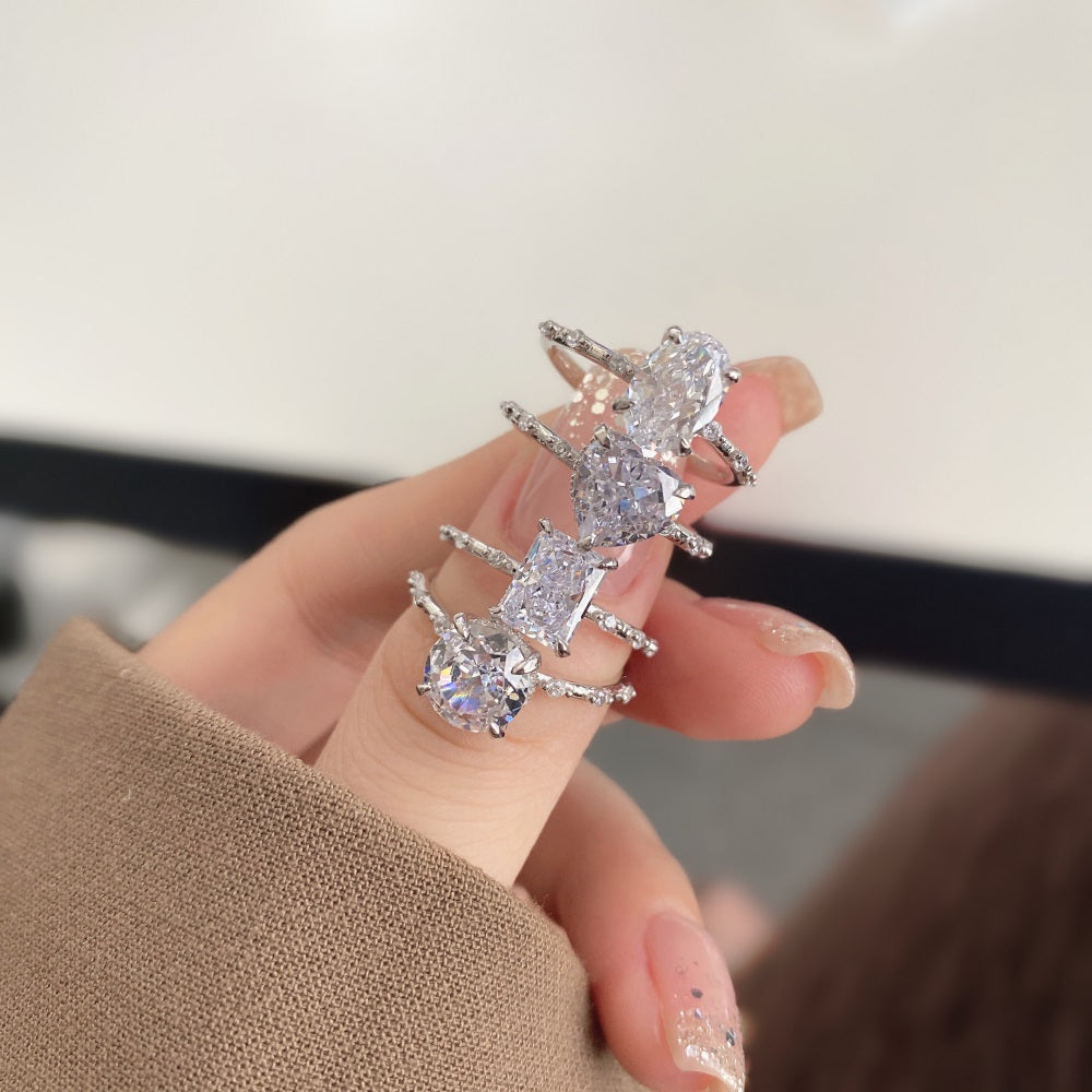 CZ Shimmering Rectangle Ring
