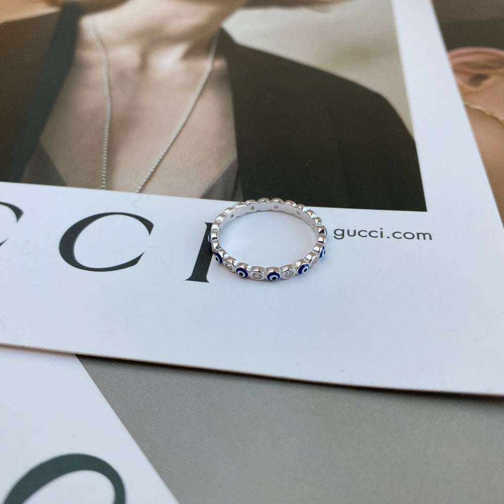 Clear CZ and Evil Eye Ring