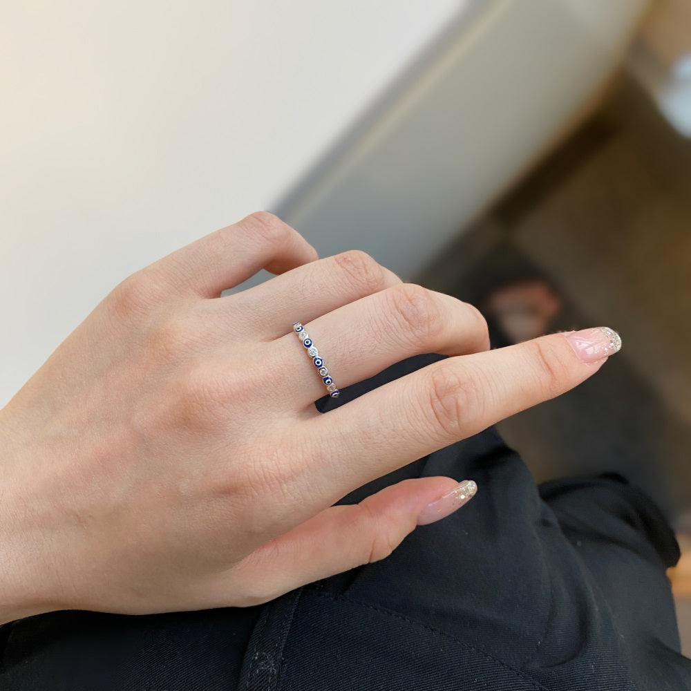 Clear CZ and Evil Eye Ring