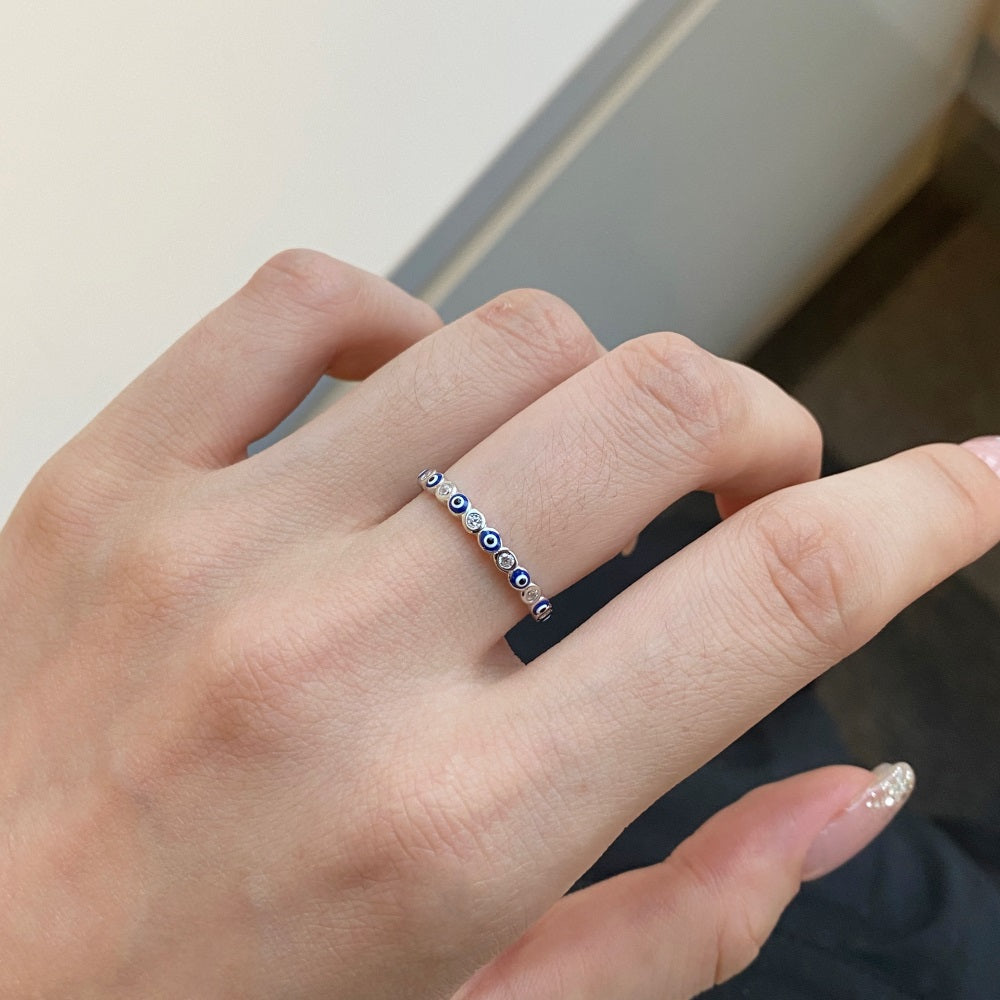 Clear CZ and Evil Eye Ring