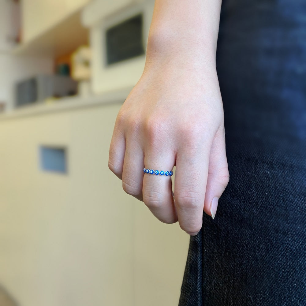 Enamel Greek Evil Eye Ring