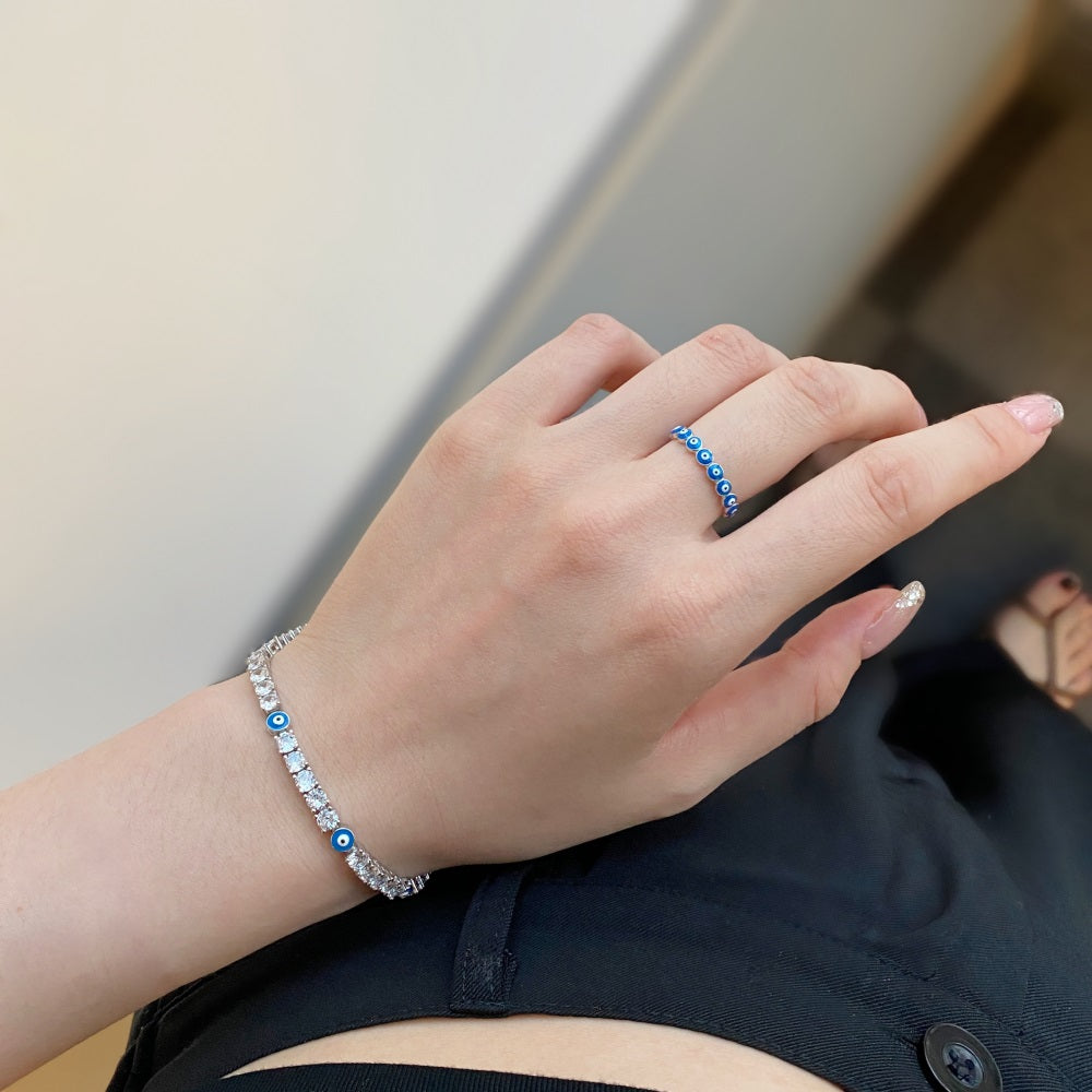 Enamel Greek Evil Eye Ring