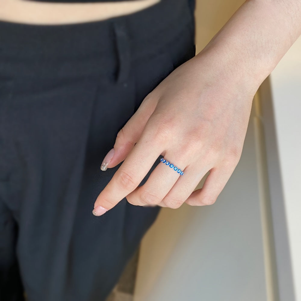 Enamel Greek Evil Eye Ring