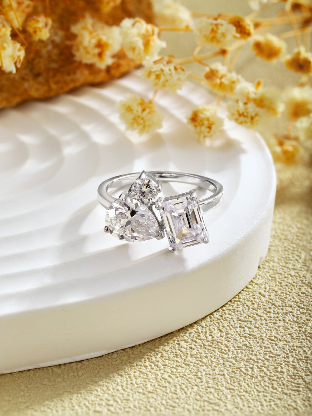 Clear CZ Trio Multi Shape Ring