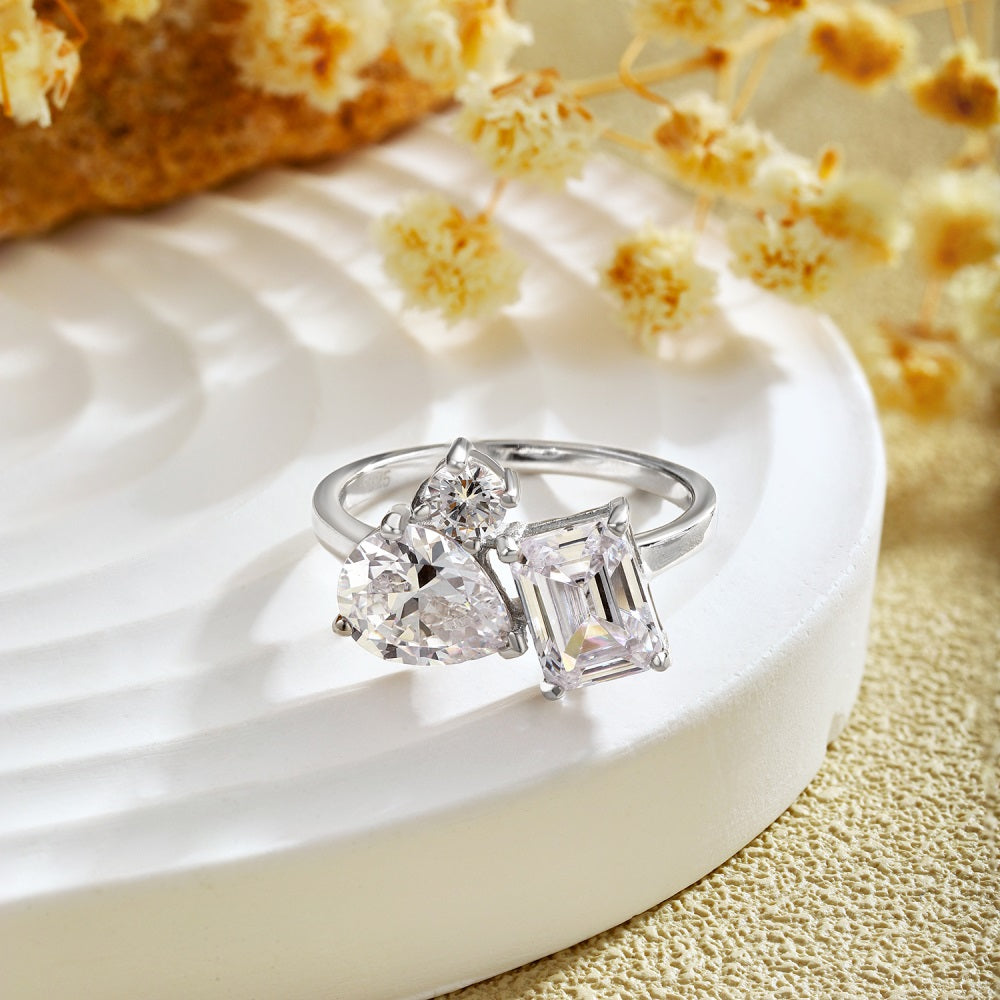 Clear CZ Trio Multi Shape Ring