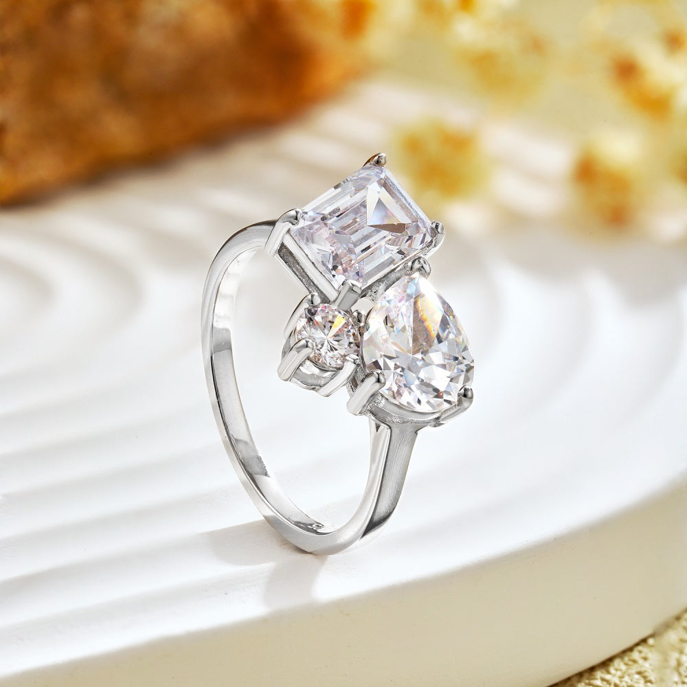 Clear CZ Trio Multi Shape Ring