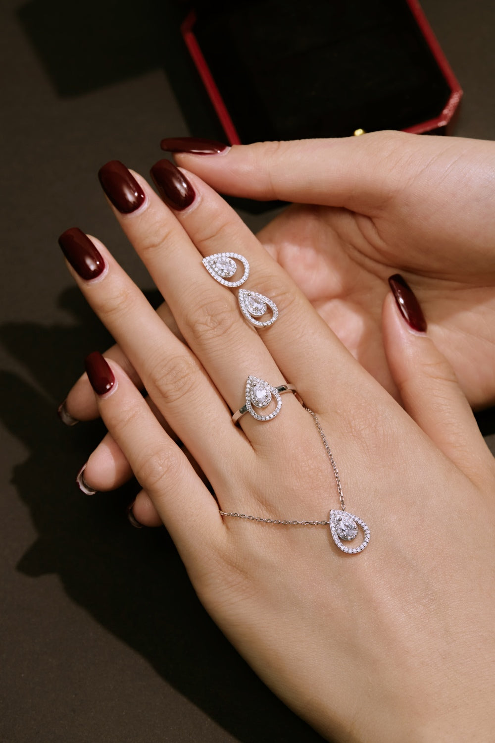 CZ Teardrop Halo Ring